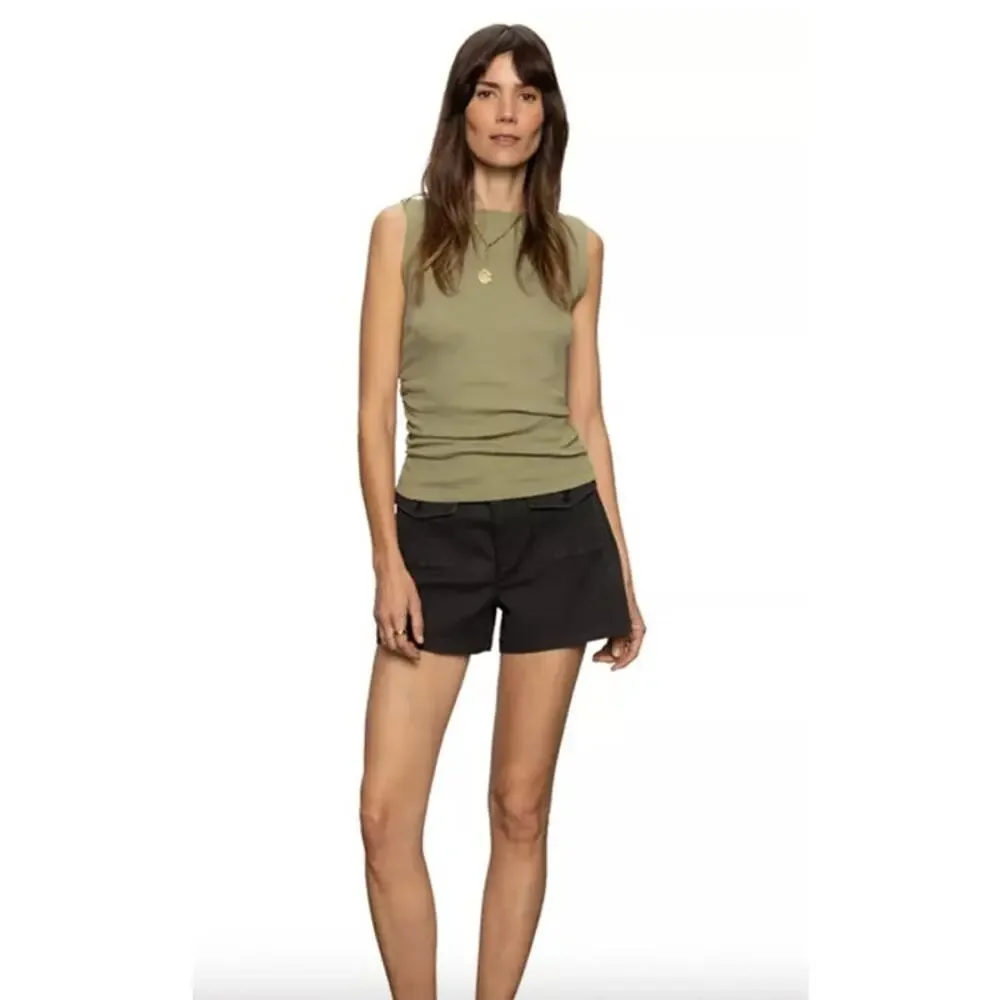 SANCTUARY Top Size XS NEW Sage Green Ribbed Ruched Tank Crew Neck - Picture 10 of 10
